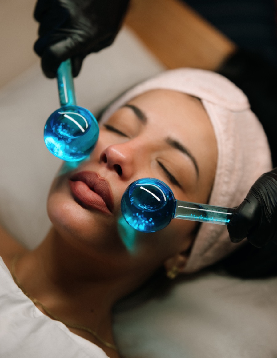 An organic facial treatment in progress at Maya